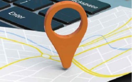 a large map locator pin on a generic map.